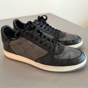 Louis Vuitton Men’s Black Monogram Low-Top Sneakers with Ivory Sole
